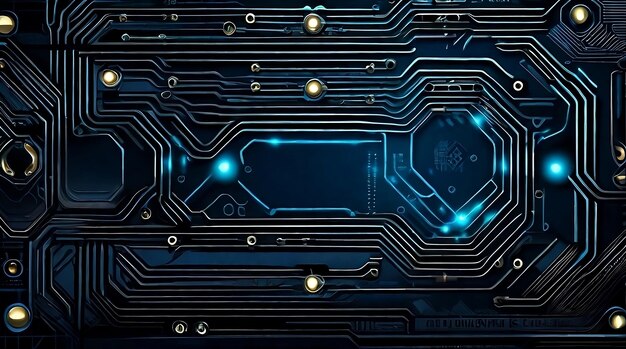 Photo futuristic circuit board background in dark blue vector