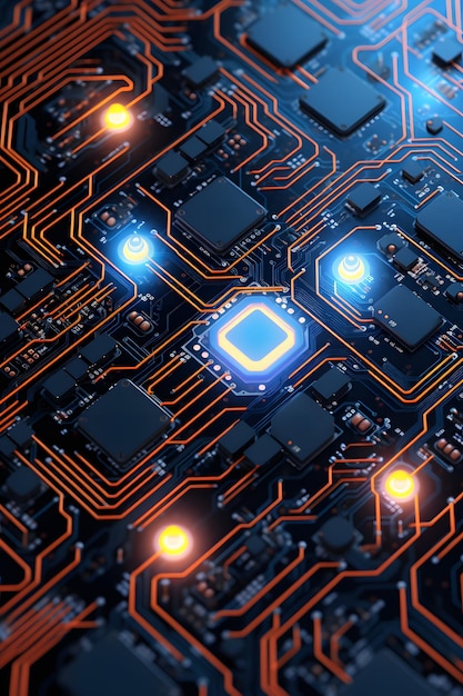 futuristic circuit board neon detailed8k