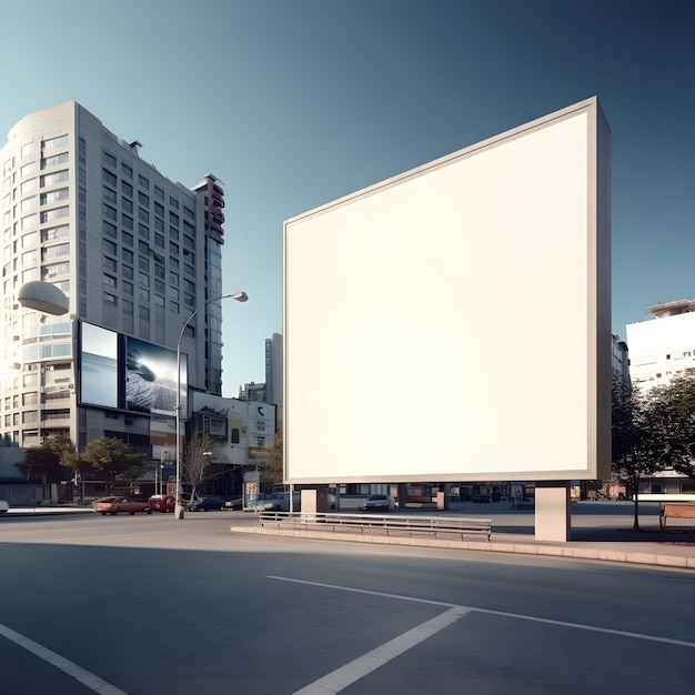 未来的な都市の看板 次の広告キャンペーンのための空白のキャンバスを作成する