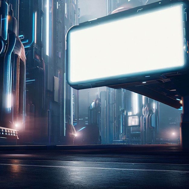 futuristic city billboard mockup