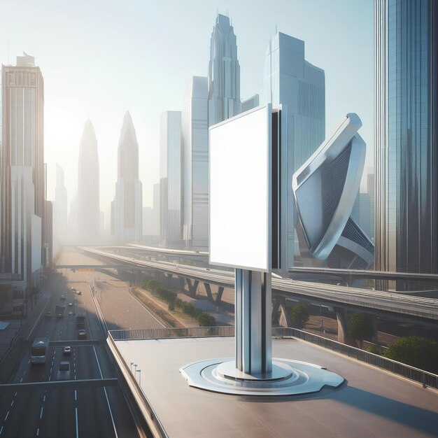 Futuristic city billboard mockup