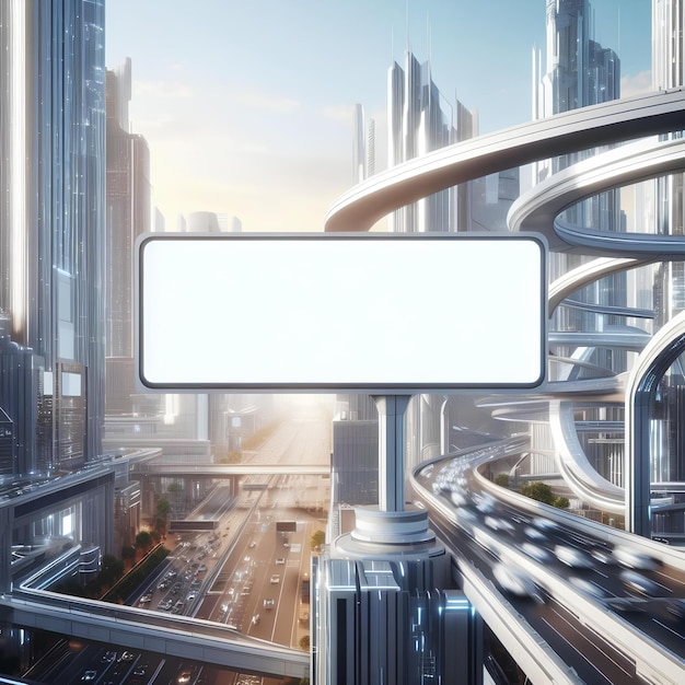 Futuristic city billboard mockup