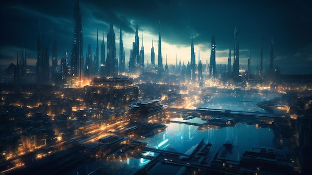 The futuristic city concept