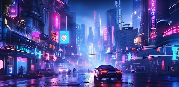 A futuristic city cyberpunk design background