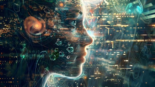 Futuristic City Digital Portrait To convey a sense of innovation modernity and the intersection of humanity and technology in the digital age