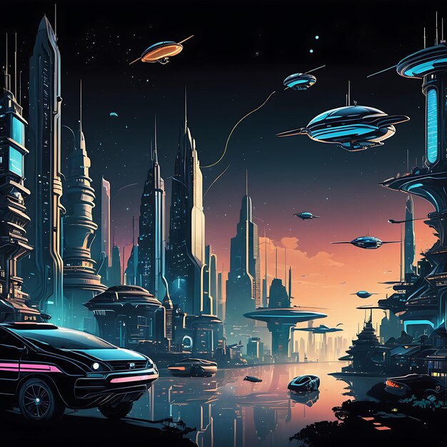 A futuristic city exoplanet landscape