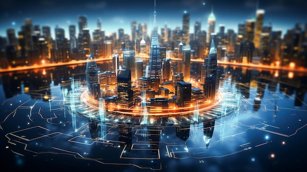 A futuristic city filled with advanced technology generated by AI