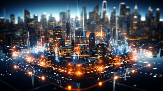 A futuristic city filled with advanced technology generated by AI