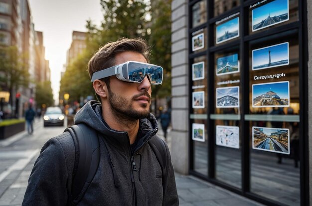 Photo futuristic city life with ar technology