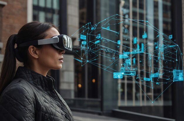 Photo futuristic city life with ar technology