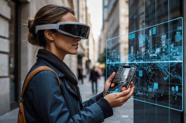 Futuristic City Life with AR Technology