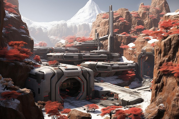 a futuristic city on mars with terraformed landscapes Ai generated