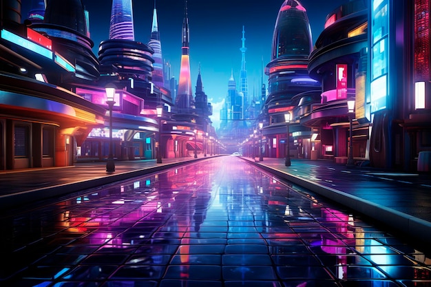 Futuristic city scene abstract background
