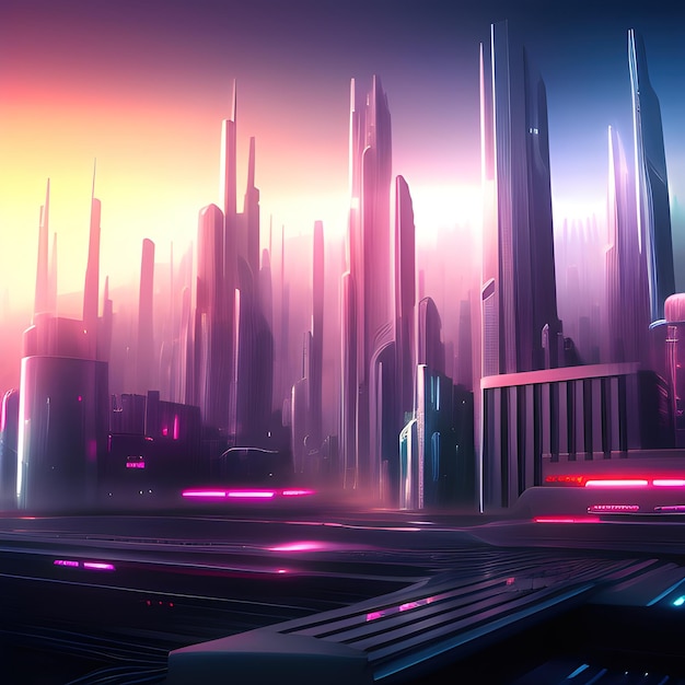 Photo futuristic city scenery generative ai