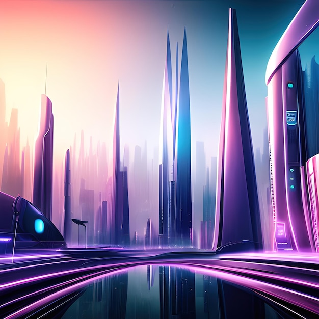 Photo futuristic city scenery generative ai