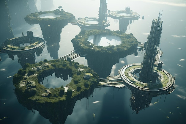 futuristic city skyline Generative Ai