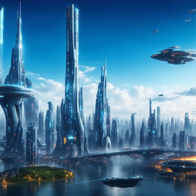 Futuristic city skyline pictures HD