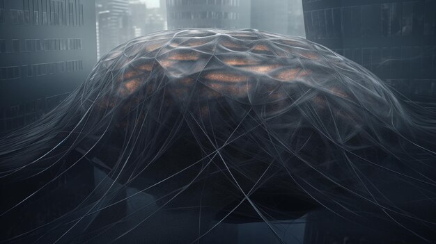 A futuristic city with a brain in it