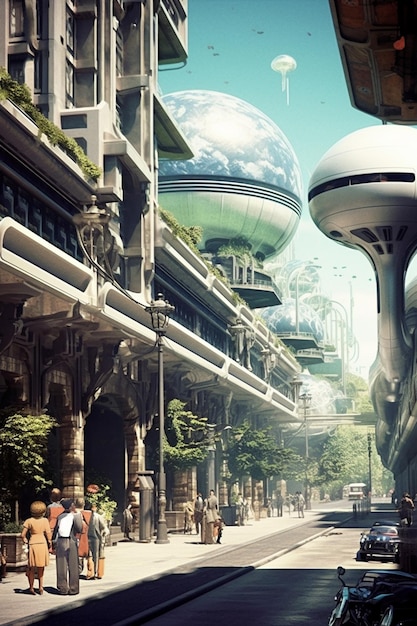 Futuristic city with a futuristic building and a futuristic car generative ai