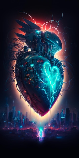 Futuristic city with heart shaped object in the middle Generative AI