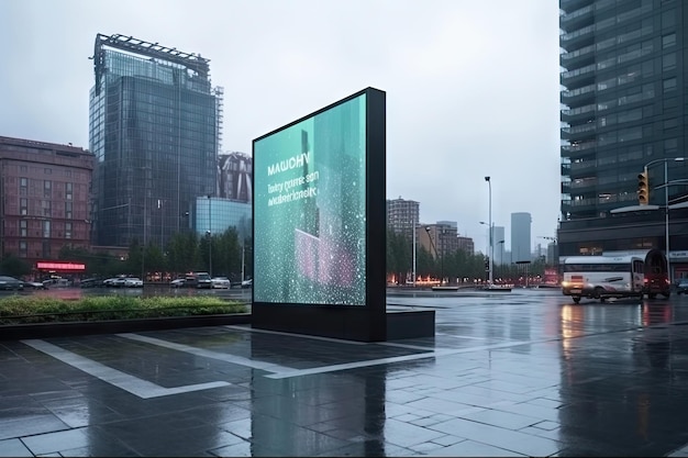 Photo futuristic citybillboard mockupoutdoor advertising