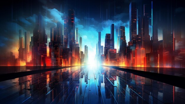 Futuristic cityscape avant garde architecture on dark background