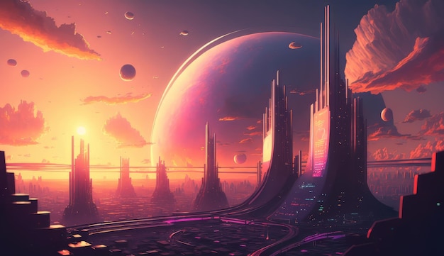 futuristic cityscape background with buildings