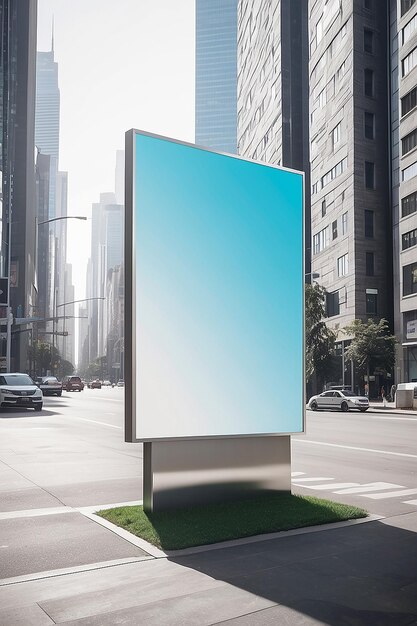사진 미래의 도시 풍경 광고판 표지판 모과 빈  빈 공간을 사용하여 디자인을 배치합니다.