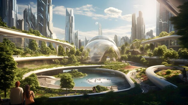 A futuristic cityscape blending modern design