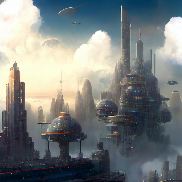 Futuristic cityscape of a city generative ai