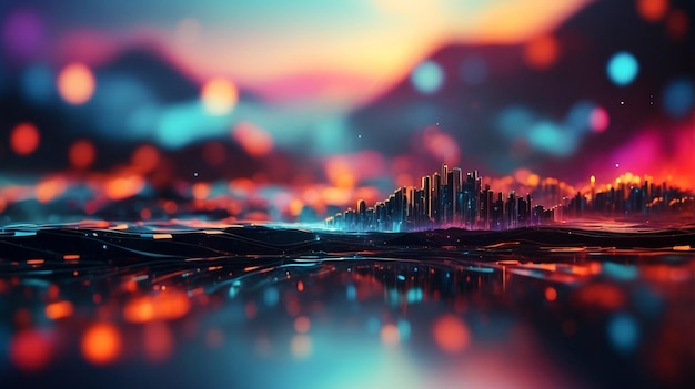 Photo futuristic cityscape at dusk