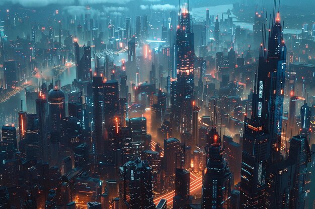 Futuristic cityscape showcasing multicultural skys