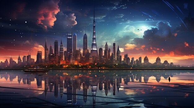 Futuristic cityscape of smart cities