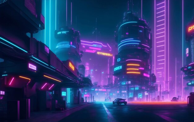 Futuristic cityscape at sunset Generative AI Illustration