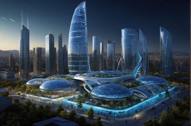 先進的な建築で未来的な都市風景