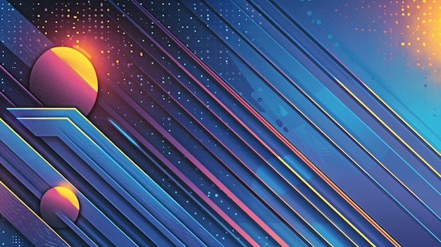 futuristic cityscape with glowing neon lights and planets in spa