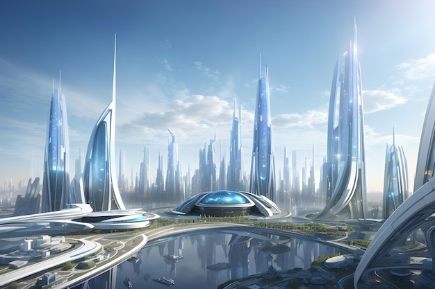 A futuristic cityscape