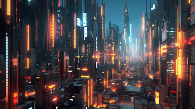 Futuristic cityscapes with cyberpunk aesthetics and abstract elements abstract background