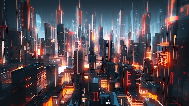 Foto paesaggi urbani futuristici con estetica cyberpunk e elementi astratti sfondo astratto