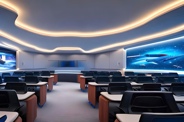 Futuristic classroom concept in school