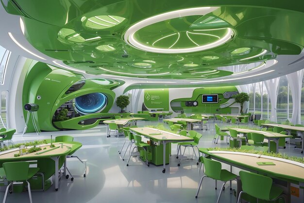 Futuristic classroom green initiatives ecoeducation for sustainable futures