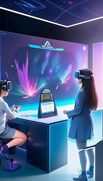 A futuristic classroom holographic display virtual reality integrated into the learning experience