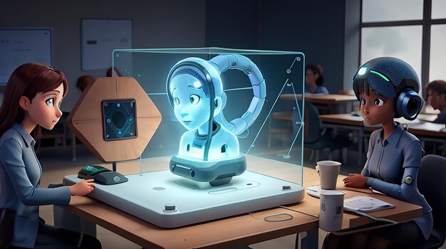 Hologram Teacher is Teaching in a Futuristic Classroom with Online Digital  Communication, Cartoon Style, Generative AI Stock Illustration -  Illustration of cartoon, concept: 269669518