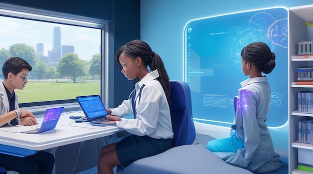 학습 경험에 통합된 미래형 교실 홀로그램 디스플레이 가상 현실