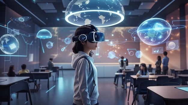 Futuristic Classroom Holographic Displays Redefine Virtual Learning Experiences