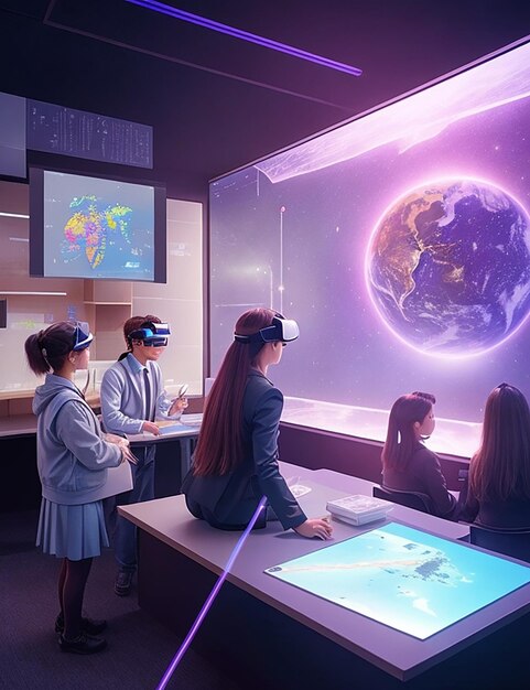 Foto futuristic classroom immersion virtual reality education