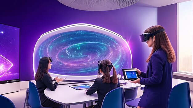 Futuristic classroom immersion virtual reality education