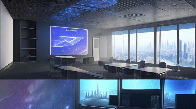 Photo futuristic classroom immersion virtual reality education