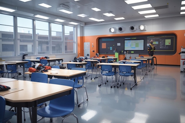 Futuristic Classroom Safety Drills Virtual Emergency Preparedness Training