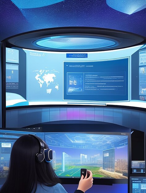 A futuristic classroom where virtual reality technology is seamlessly integrated into the learning experience